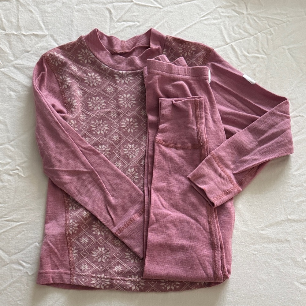 Pink Patterned 100% merino wool Set girls 6 years